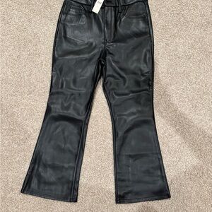 Good American Black Flare Faux Leather Pants